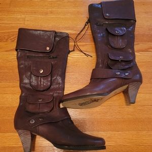 SAYCHELLES BROWN LEATHER BOOTS SZ 7